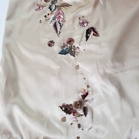 Vtg Y2K Retro Hollywood Glam Satin Sheath Dress Embroidered Bead Sequin Floral 4 - Picture 12 of 17